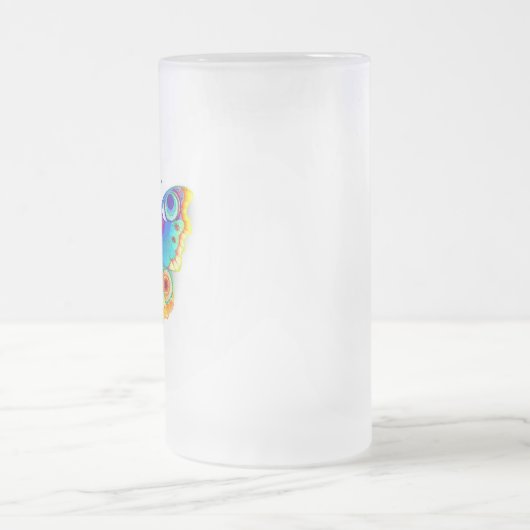 レインボーバタフライピーコックアイ フロストグラスビールジョッキ (中央)