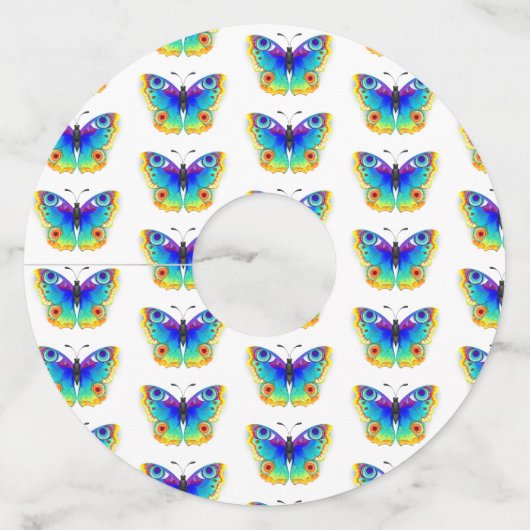 レインボーバタフライピーコックアイ ワイングラスタグ (正面)