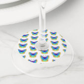 レインボーバタフライピーコックアイ ワイングラスタグ (クローズアップ)