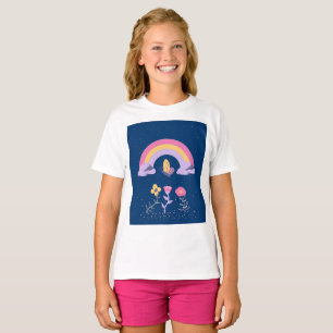 レインボーバタフライフラワークラウド Tシャツ