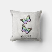 レインボーバタフライフローラ装飾用クッション クッション (正面)