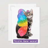 レインボーバタフライプリンセスキッテン インビテーションポストカード (正面/裏面)