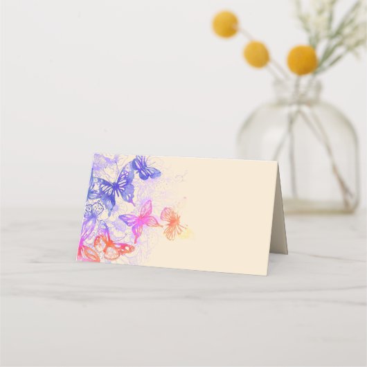 レインボーバタフライプレイスカード プレイスカード (正面)