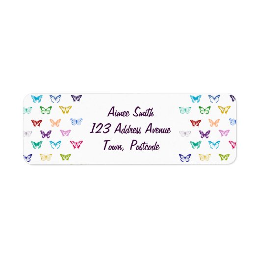 レインボーバタフライ模様 ラベル (正面)