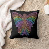 レインボーバタフライ独身の(黒) – 枕 (ブランケット)