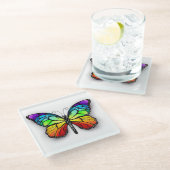 レインボーバタフライ（昆虫）オオカバマダラ、モナーク ガラスコースター (アングル)