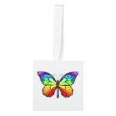 レインボーバタフライ（昆虫）オオカバマダラ、モナーク キューブオーナメント (正面)