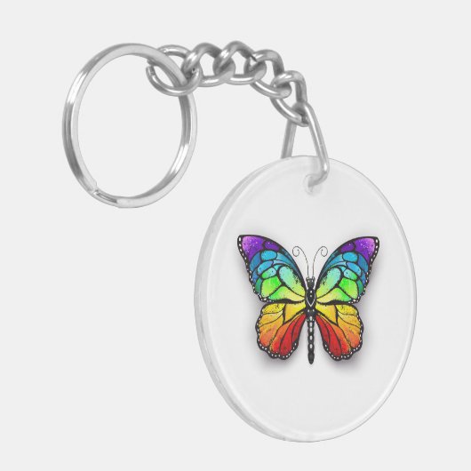 レインボーバタフライ(昆虫)オオカバマダラ、モナーク キーホルダー (正面左)