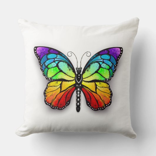 レインボーバタフライ（昆虫）オオカバマダラ、モナーク クッション (正面)
