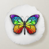 レインボーバタフライ（昆虫）オオカバマダラ、モナーク ラウンドクッション (裏面)