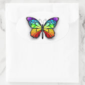 レインボーバタフライ(昆虫)オオカバマダラ、モナーク 楕円形シール (バッグ)