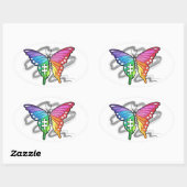 レインボーバタフライ 楕円形シール (シート)