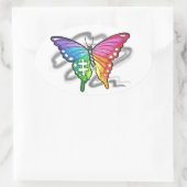 レインボーバタフライ 楕円形シール (バッグ)