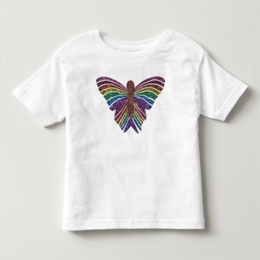 レインボーバタフライ(白) - トドラーTシャツ (正面)