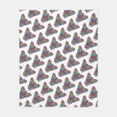 レインボーバタフライ(白) - フリースブランケット (正面)