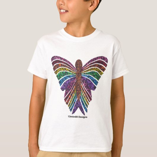 レインボーバタフライ(白) - 男の子用Tシャツ Tシャツ (正面)