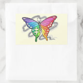 レインボーバタフライ 長方形シール (バッグ)
