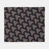 レインボーバタフライ（黒） -フリースブランケット フリースブランケット (正面(横))