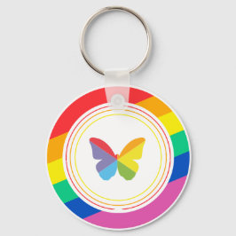 レインボーバタフライLGBTQ+プライドバッジ キーホルダー