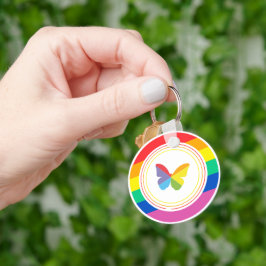 レインボーバタフライLGBTQ+プライドバッジ キーホルダー