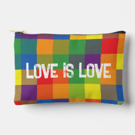 レインボーバッファローチェックプライドプレイドカラフルスモール アクセサリーポーチ