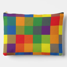 レインボーバッファローチェックプライドプレイドカラフルラージ アクセサリーポーチ