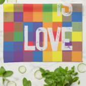 レインボーバッファローチェックプライドプレイドパーソナライズ キッチンタオル (折り畳み)