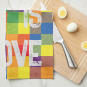 レインボーバッファローチェックプライドプレイドパーソナライズ キッチンタオル (四つ折り)