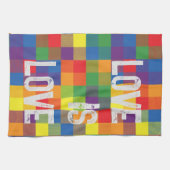 レインボーバッファローチェックプライドプレイドパーソナライズ キッチンタオル (横)