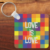 レインボーバッファローチェックプライドプレイドパーソナライズ キーホルダー (正面)