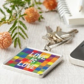 レインボーバッファローチェックプライドプレイドパーソナライズ キーホルダー (側面)