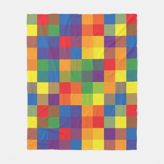 レインボーバッファローチェックプライドプレイド フリースブランケット (正面)