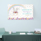 レインボーバニーウォーターカラーフローラバニー誕生日 横断幕 (トレードショー)