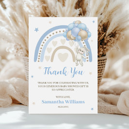 レインボーバニーバルーンベビーシャワーありがとう サンキューカード