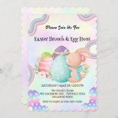 レインボーバニー狩り卵ハッピーイースターデイパーティー 招待状 (正面/裏面)