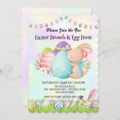レインボーバニー狩り卵ハッピーイースターデイパーティー 招待状 (正面/裏面)