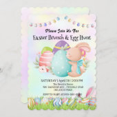 レインボーバニー狩り卵ハッピーイースターデイパーティー 招待状 (正面/裏面)