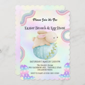 レインボーバニー狩り卵ハッピーイースターデイパーティー 招待状 (正面/裏面)