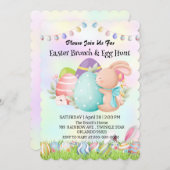レインボーバニー狩り卵ハッピーイースターデイパーティー 招待状 (正面/裏面)
