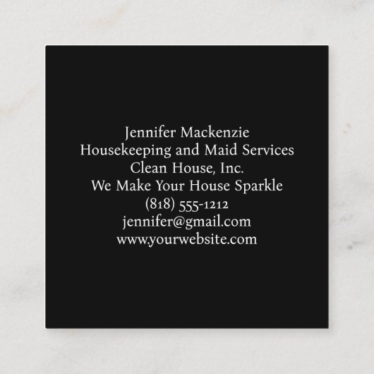 レインボーバブルのハウスキーピングとメイドサービス スクエア名刺 (裏面)