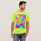 レインボーバブルアーポップ・アートのト Tシャツ (正面フル)