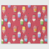 レインボーバブルティーピンク ラッピングペーパー (フラット)