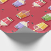 レインボーバブルティーピンク ラッピングペーパー (角)