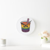 レインボーバブルティーLGBTQ+プライド ラウンド壁時計 (ホーム)