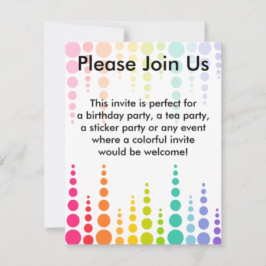 レインボーバブルドット 招待状 (正面)