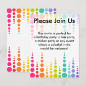 レインボーバブルドット 招待状 (正面/裏面)