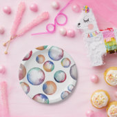 レインボーバブルパーティープレート ペーパープレート (パーティー)