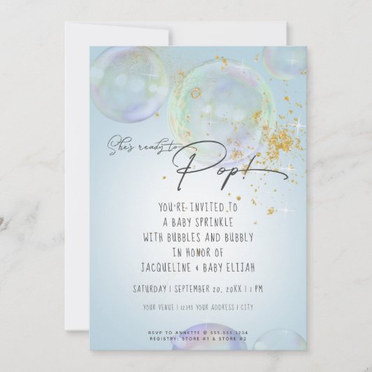 レインボーバブルポップ・アートの準備Boy Baby Shower Bluk 招待状 (正面)