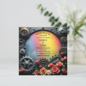 レインボーバラとメタルステームパンク結婚LGBT 招待状 (スタンド正面)