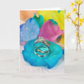 レインボーバラの花弁とリング カード (黄色い花)